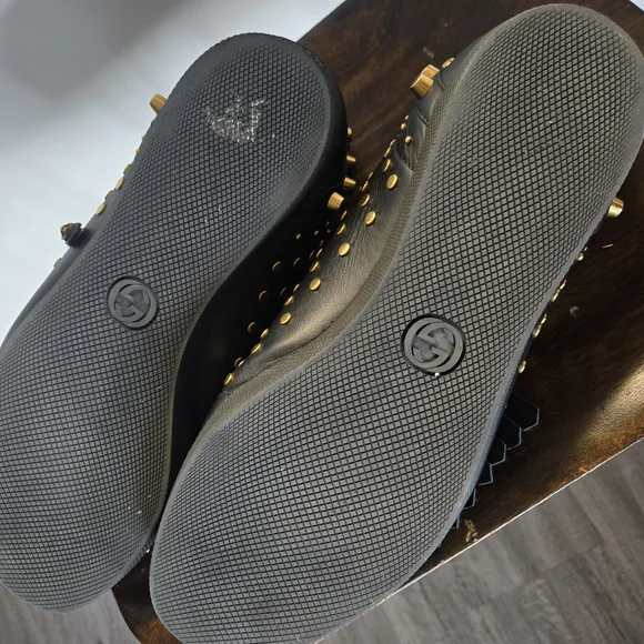 Gucci Black and Gold Studded Men's Sneakers - Picture 10 of 10